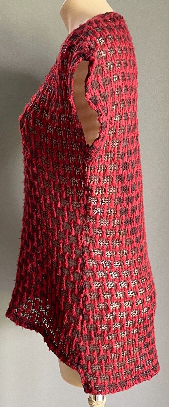 KATIES Knit Top Maroon Red Aubergine Open Stitch Cap Sleeve Sweater Vest Size 12