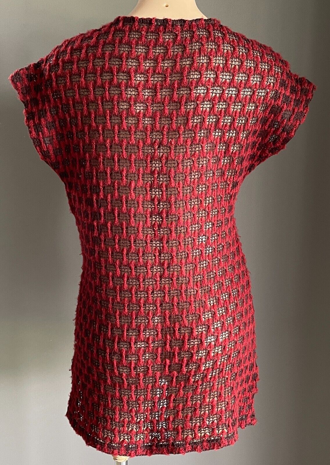 KATIES Knit Top Maroon Red Aubergine Open Stitch Cap Sleeve Sweater Vest Size 12