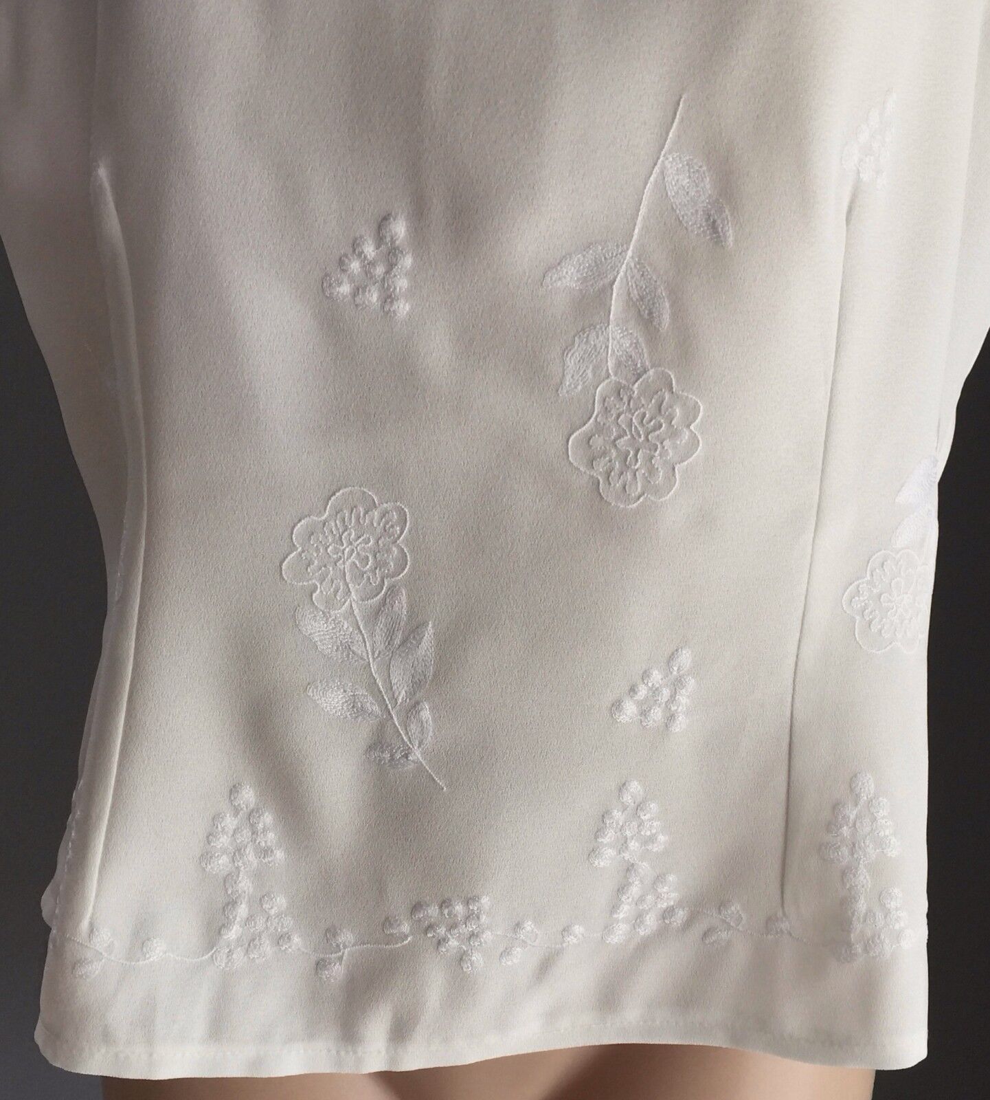 KATIES Top ivory Sleeveless w White Floral Embroidery Smart Casual Size 14 Retro