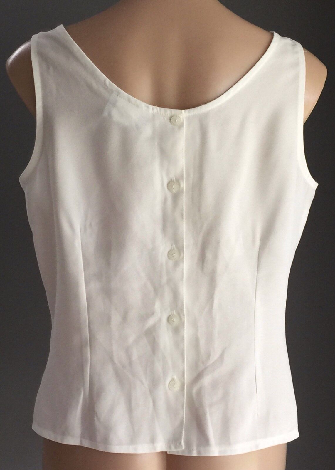 KATIES Top ivory Sleeveless w White Floral Embroidery Smart Casual Size 14 Retro