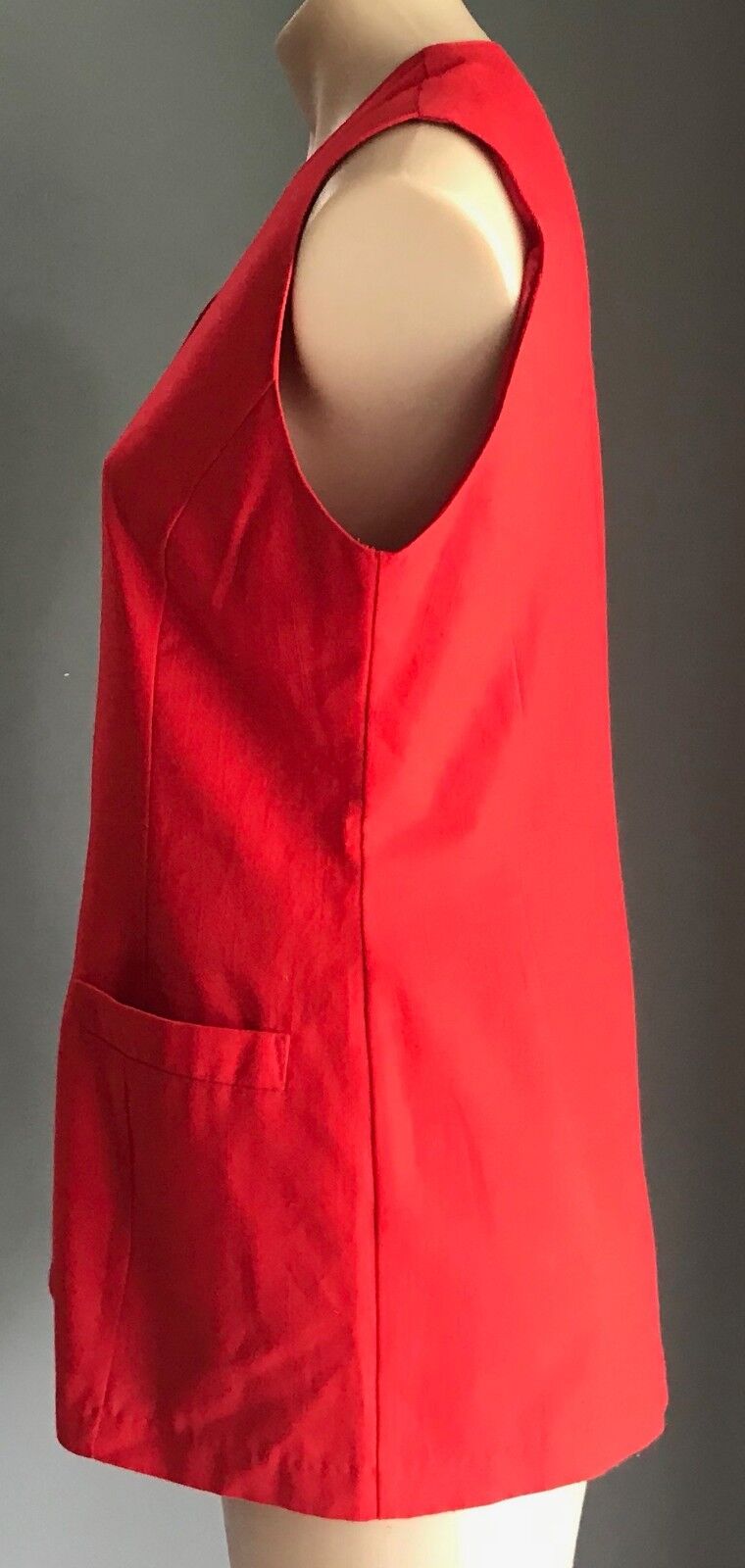 KATIES Jacket Red Sleeveless Long Vest Button Up Ladies Size 12 Vintage