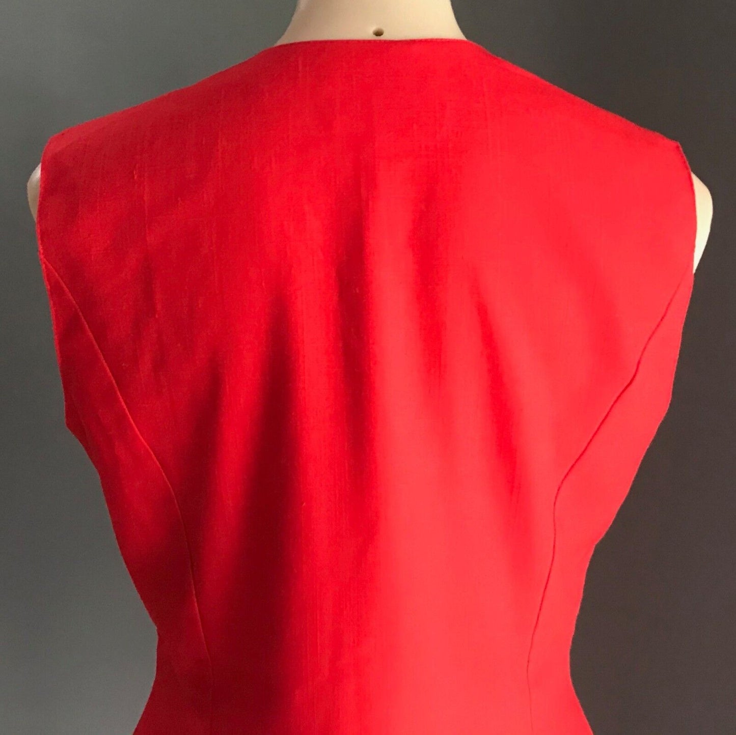 KATIES Jacket Red Sleeveless Long Vest Button Up Ladies Size 12 Vintage