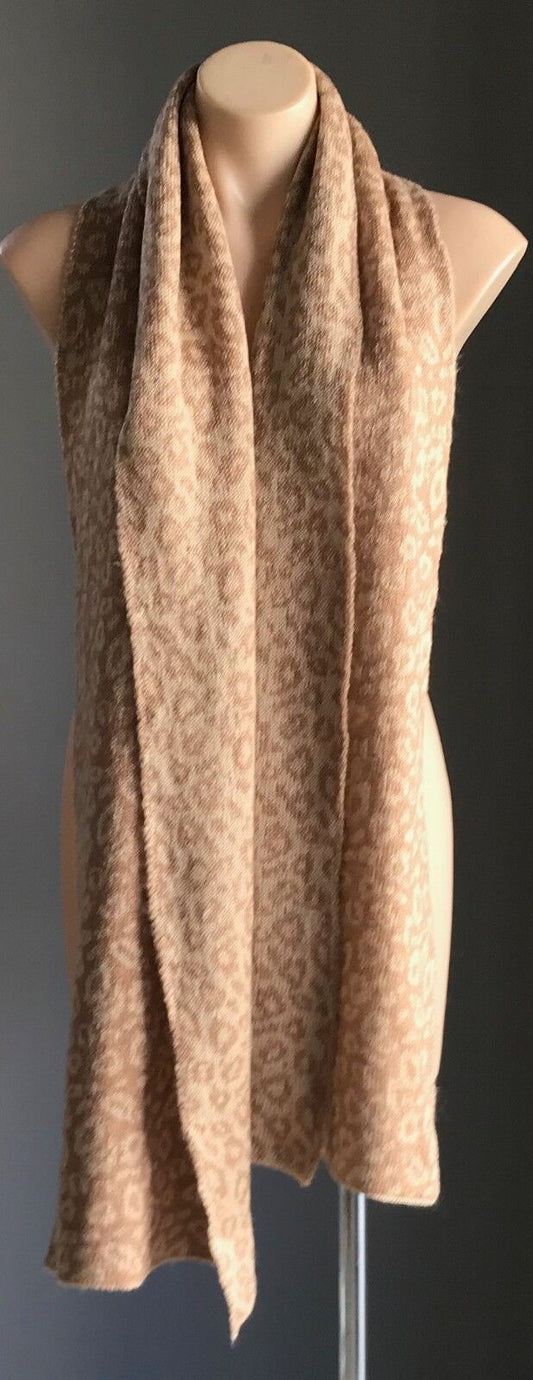 KATIES Neck Scarf  Winter Caramel Tan Leopard Animal Print Knit Smart Casual NEW