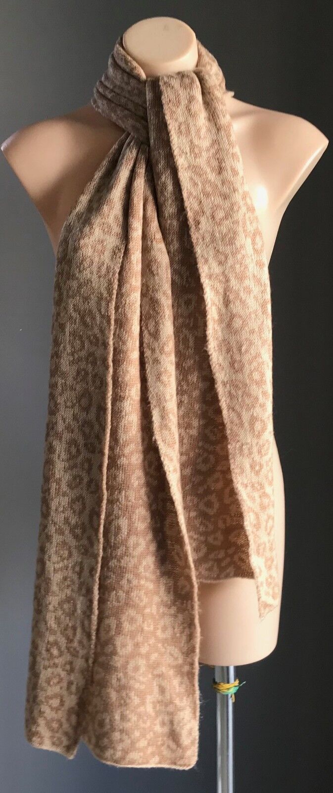 KATIES Neck Scarf  Winter Caramel Tan Leopard Animal Print Knit Smart Casual NEW