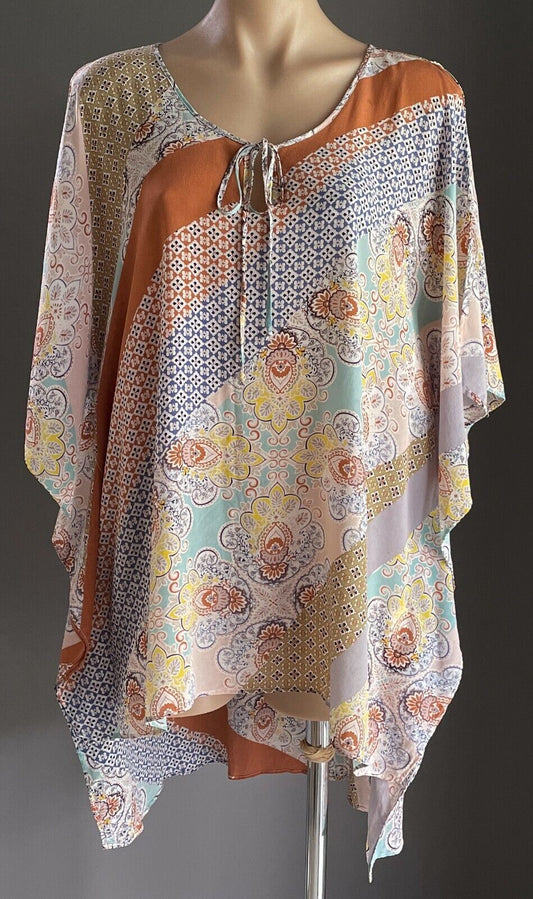 KATIES Silk Top Hi Lo Kaftan MultiColoured & Print Size L  XL  14 16