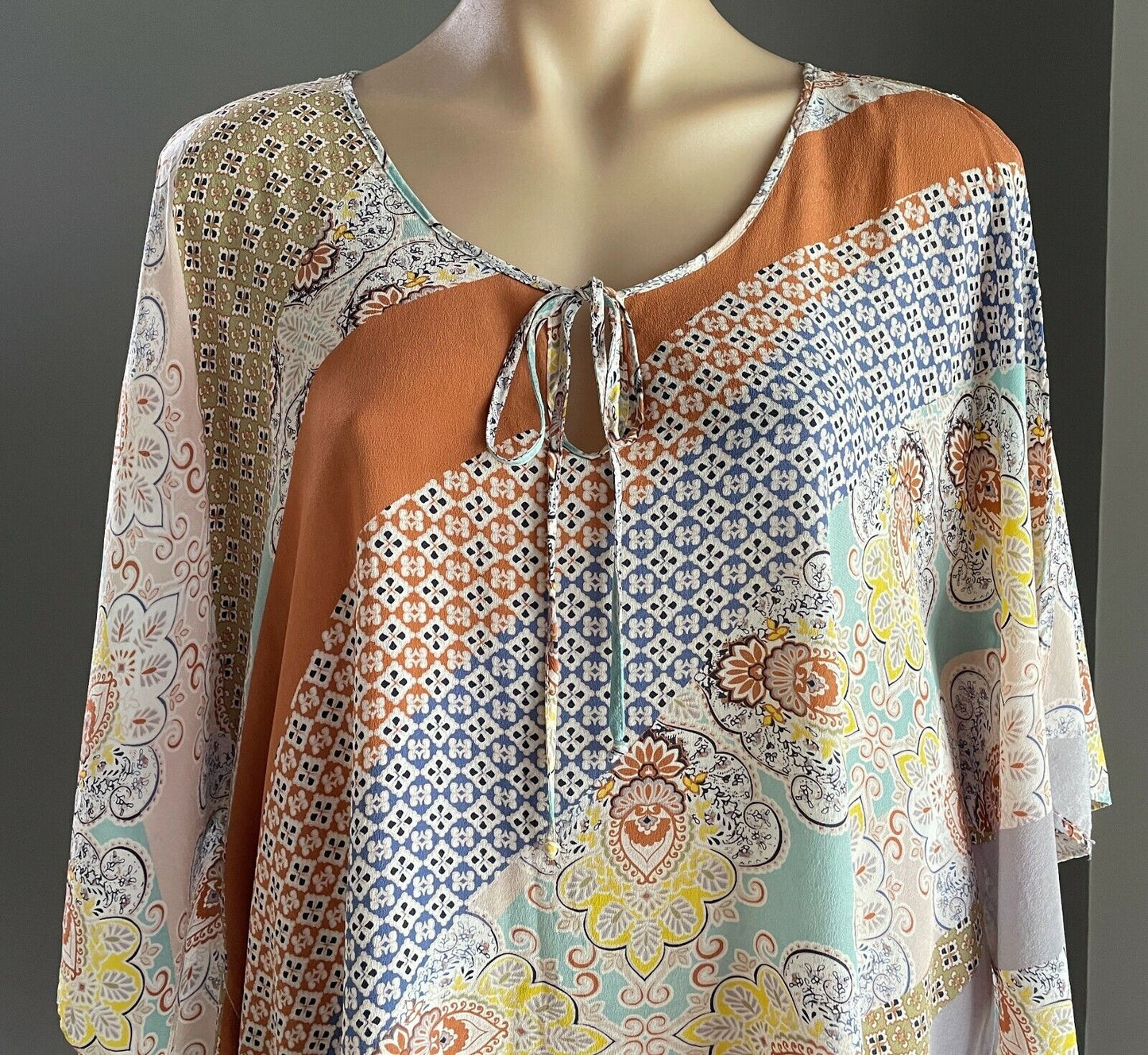 KATIES Silk Top Hi Lo Kaftan MultiColoured & Print Size L  XL  14 16