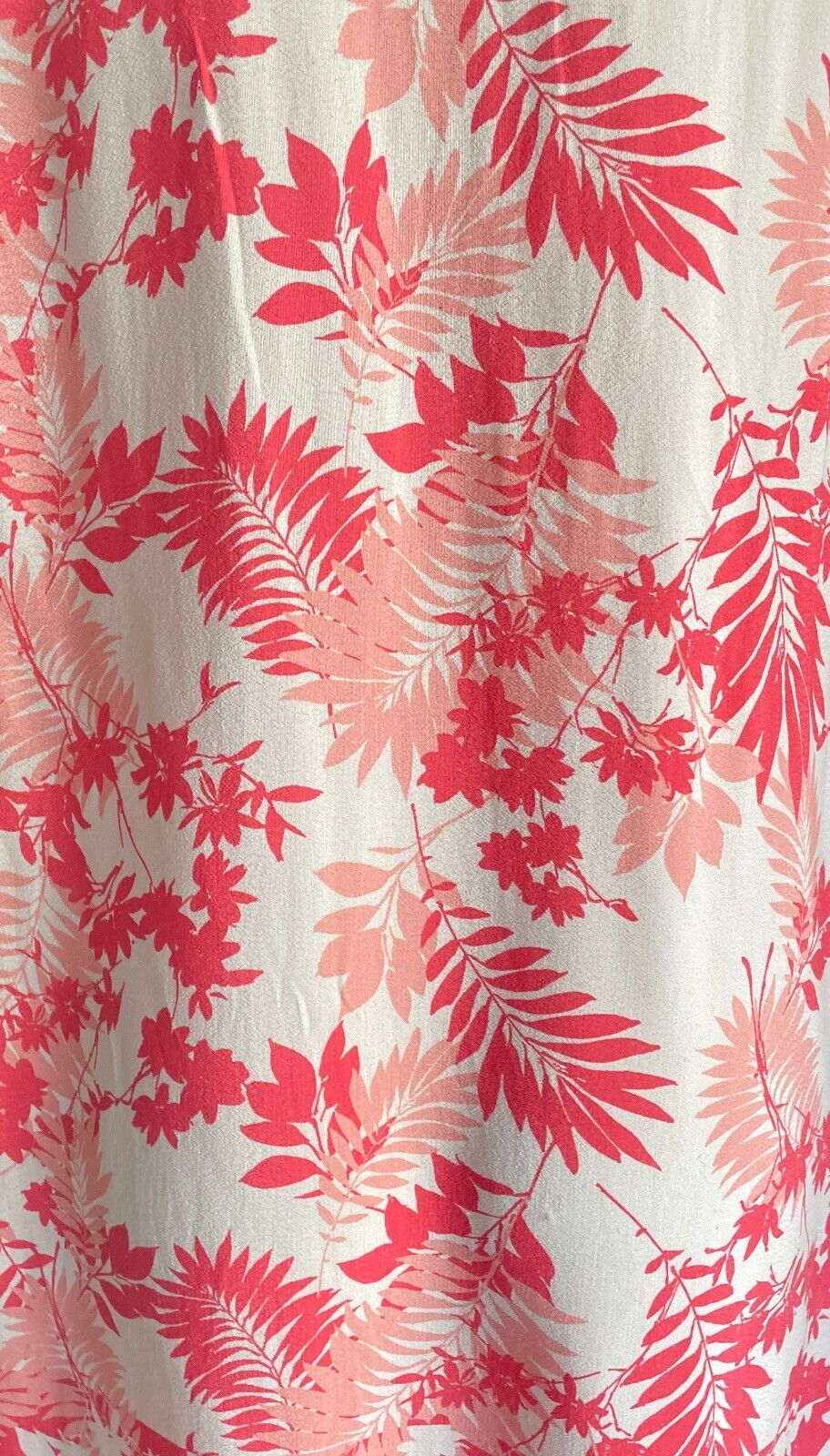 KATIES Dress Off White Peach Coral Leaf Print Sleeveless Shift Size 16