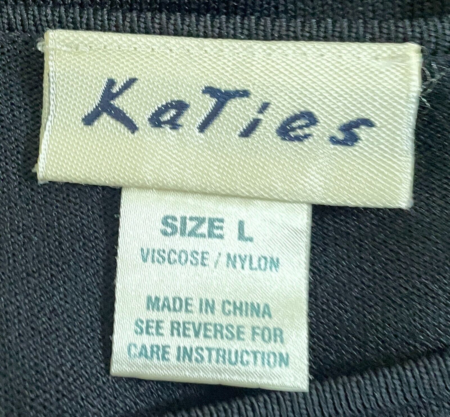 KATIES Top Knit Black Short Sleeve Beaded Sequin Embellishment Ladies Size L 12