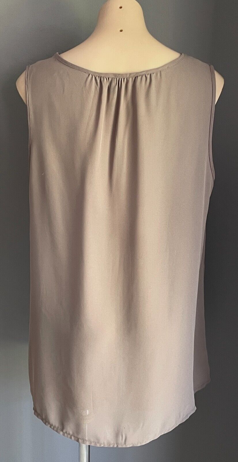 KATIES Top Sleeveless Stud Trim Brown Round Neck With Tie Size 16