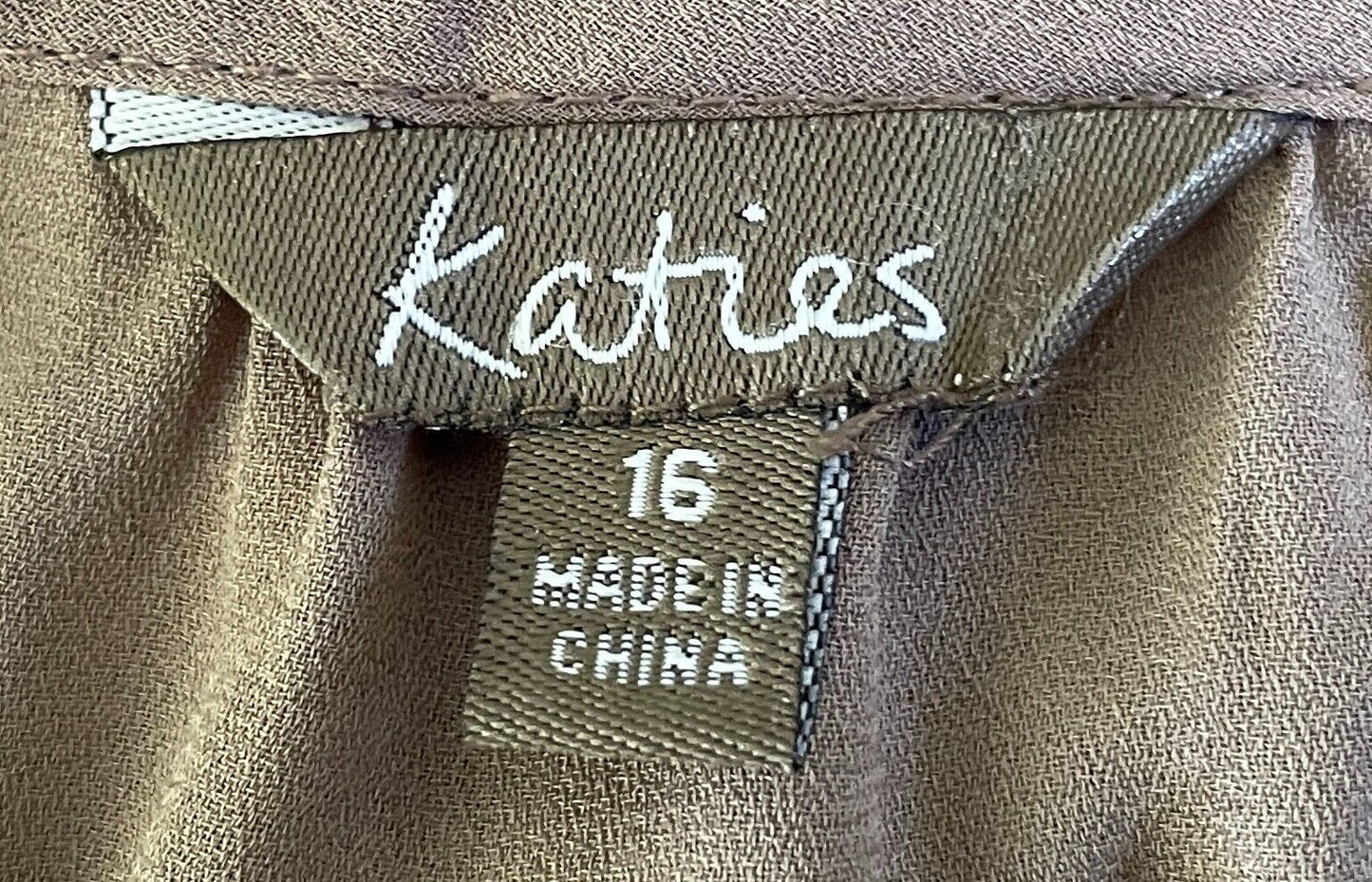 KATIES Top Sleeveless Stud Trim Brown Round Neck With Tie Size 16