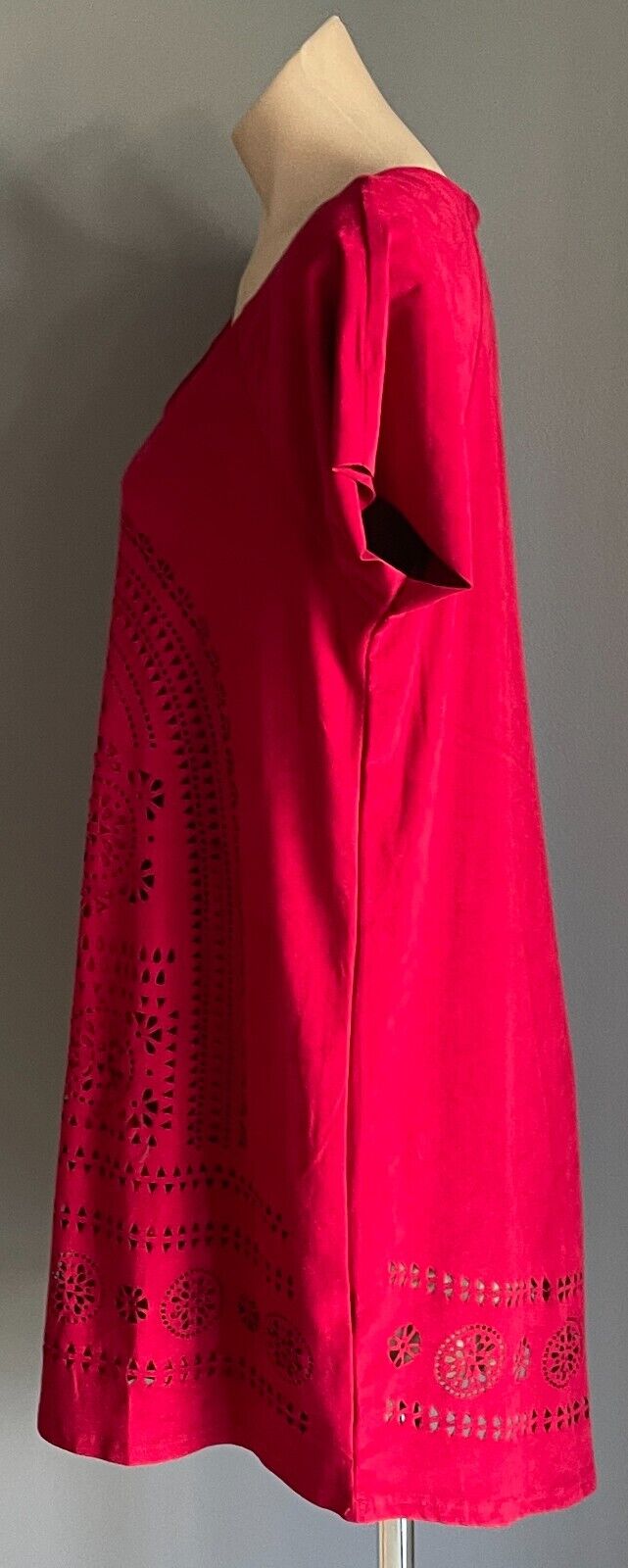 KATIES Top Burgundy Suede Look Extended Sleeve Blouse Cut Outs at Front Size XL