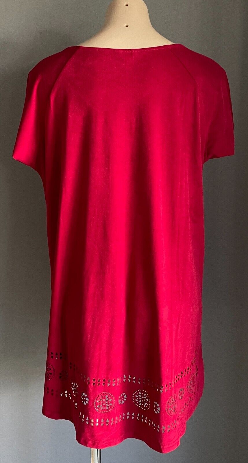 KATIES Top Burgundy Suede Look Extended Sleeve Blouse Cut Outs at Front Size XL