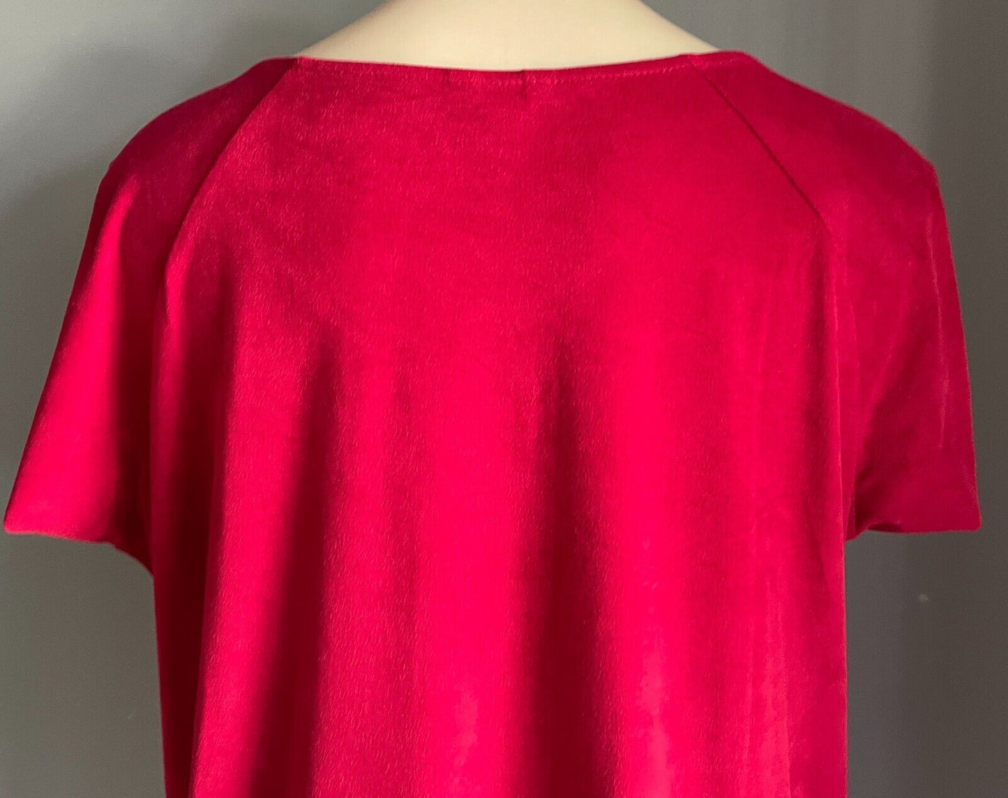 KATIES Top Burgundy Suede Look Extended Sleeve Blouse Cut Outs at Front Size XL