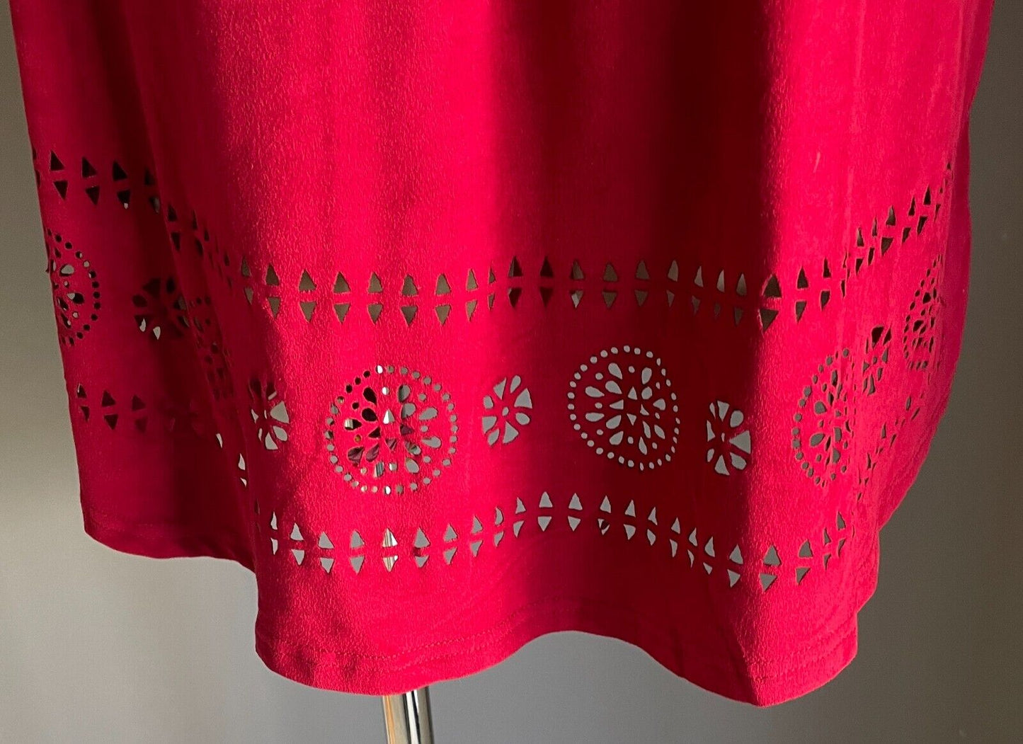 KATIES Top Burgundy Suede Look Extended Sleeve Blouse Cut Outs at Front Size XL