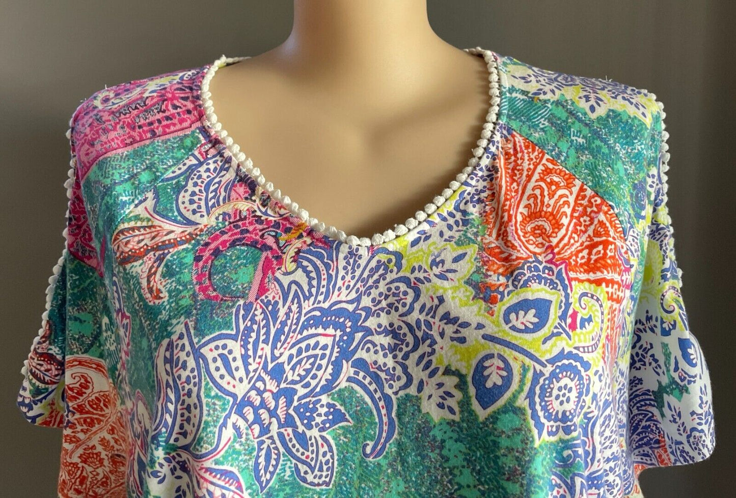 BEME Cotton Top Cut Out Shoulder Bright Coloured & Print Stretch Plus Size XL
