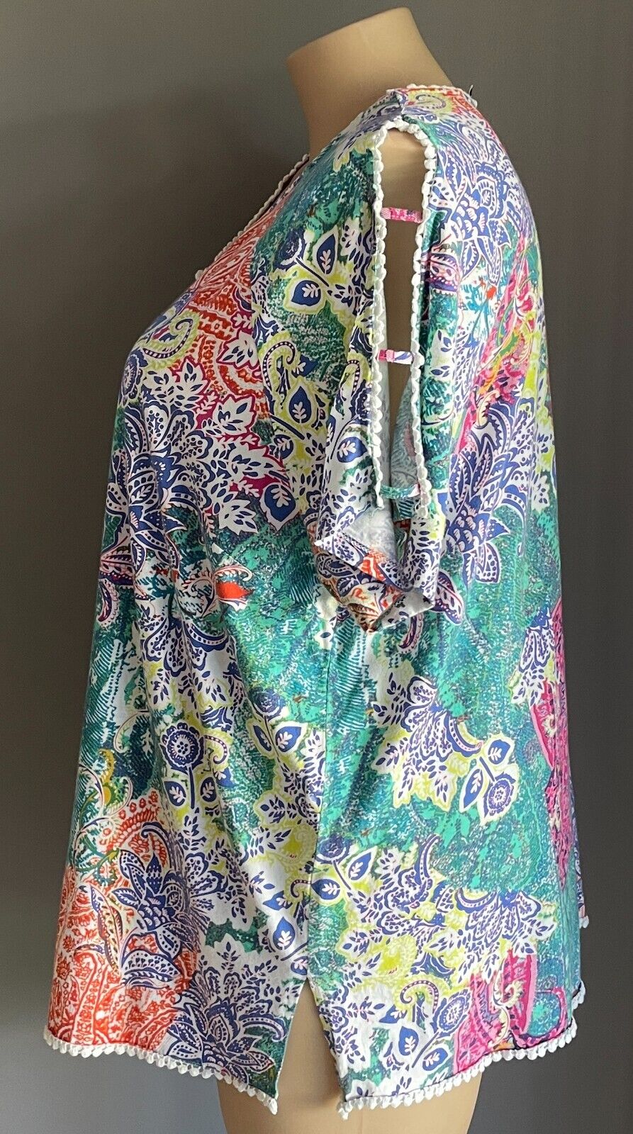 BEME Cotton Top Cut Out Shoulder Bright Coloured & Print Stretch Plus Size XL