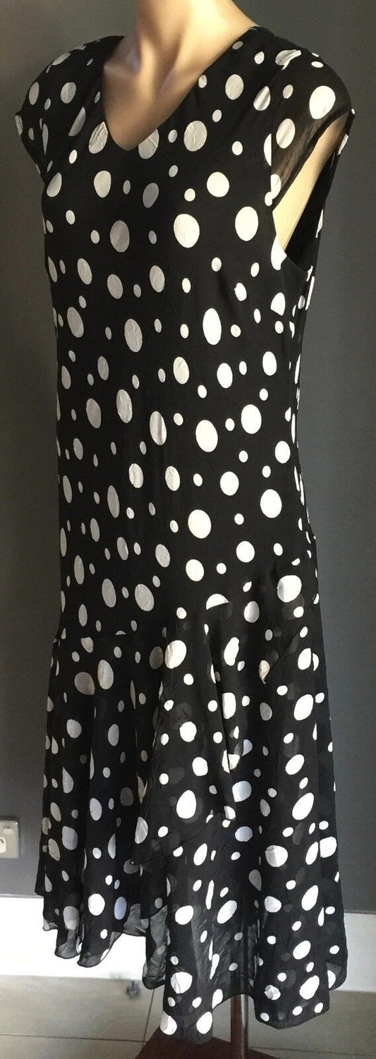 LEESA FASHIONS Dress Black & White Polka Dot Size 14 1940's Look