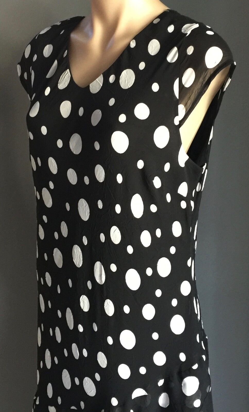 LEESA FASHIONS Dress Black & White Polka Dot Size 14 1940's Look