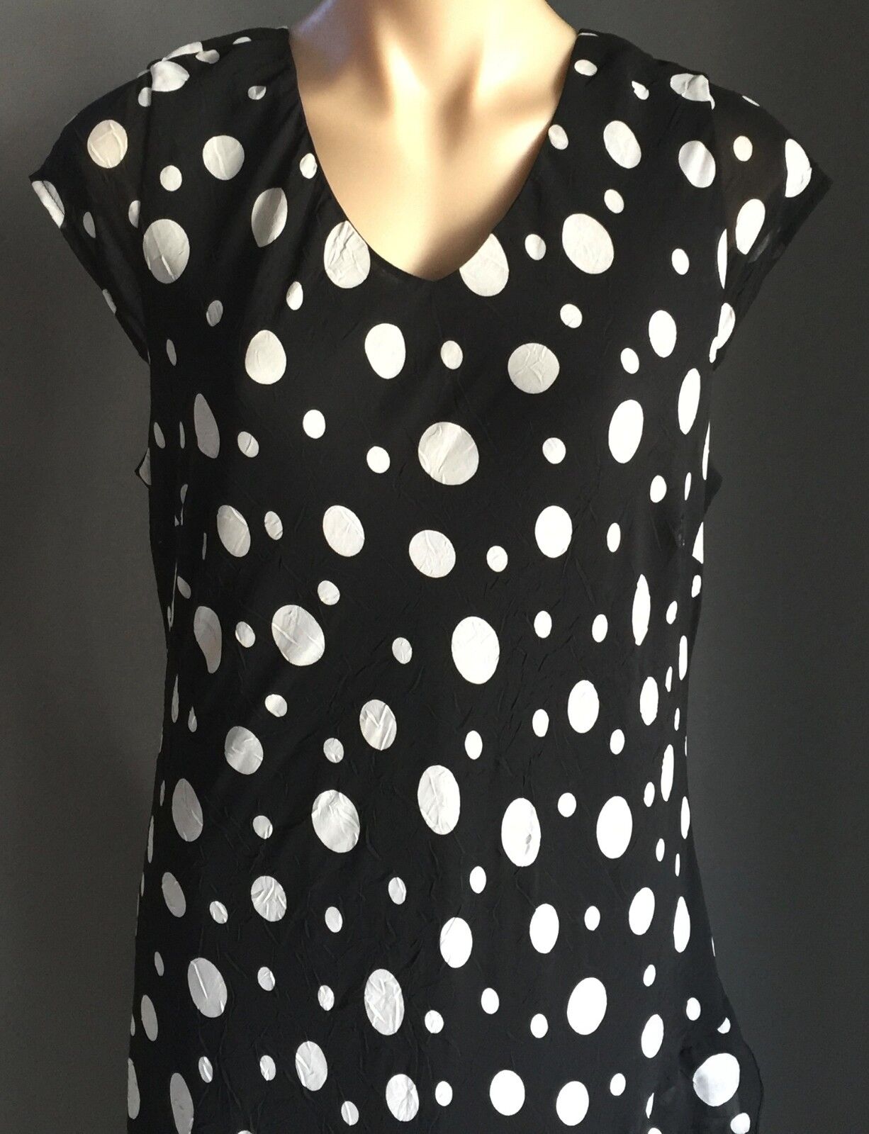 LEESA FASHIONS Dress Black & White Polka Dot Size 14 1940's Look