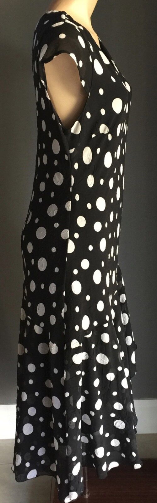 LEESA FASHIONS Dress Black & White Polka Dot Size 14 1940's Look