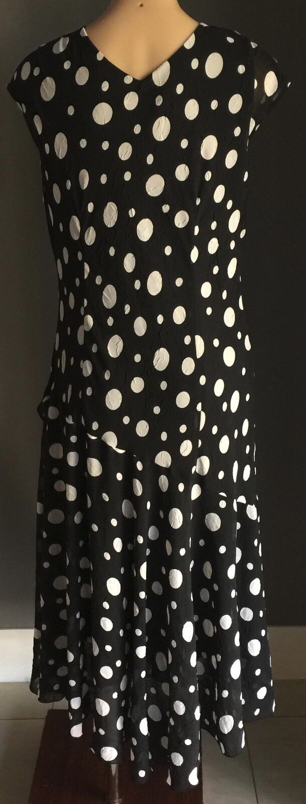 LEESA FASHIONS Dress Black & White Polka Dot Size 14 1940's Look