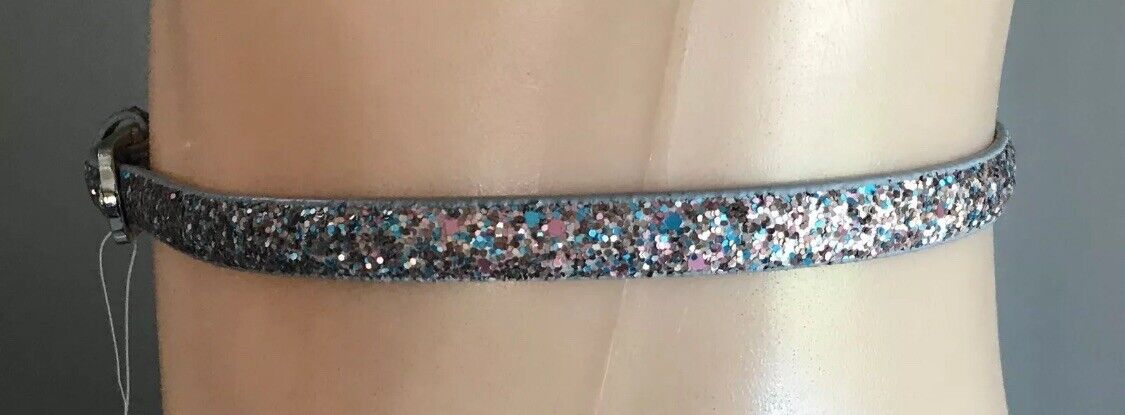 FOREVER NEW Ladies Belt 1.4cm Pink & Blue Glitter Pleather Buckle Size 10 12 NEW
