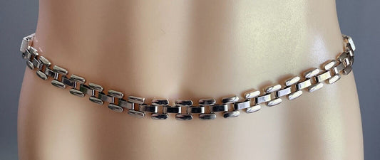 FOREVER NEW Chain Belt White Snake Pleather With Gold & Silver Link Length 100cm