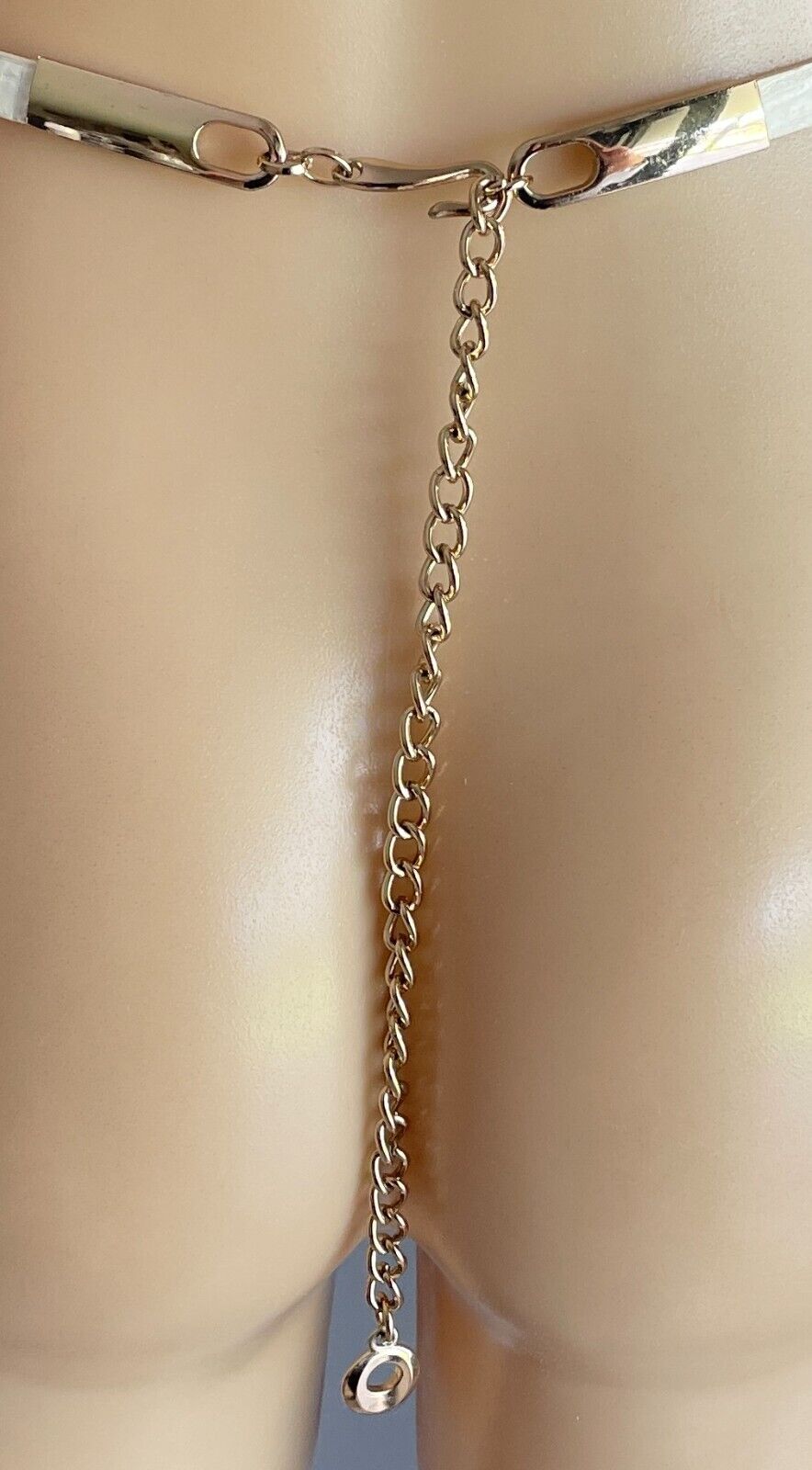 FOREVER NEW Chain Belt White Snake Pleather With Gold & Silver Link Length 100cm