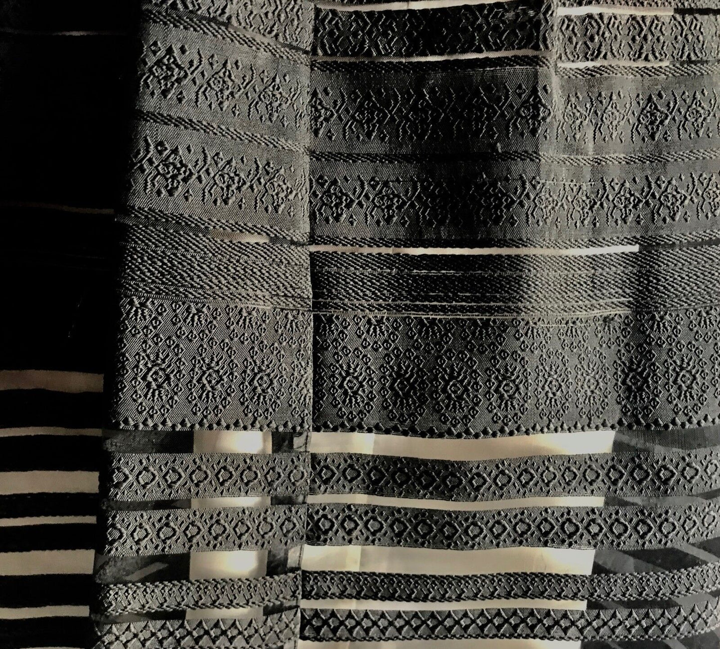 FOREVER 21 CONTEMPORARY Skirt Ornate Organza Stripe Size S 10 Black Beige NEW