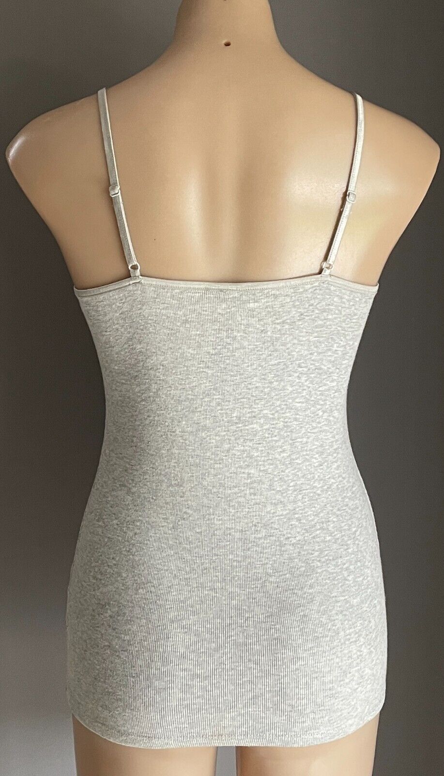 FOREVER NEW Stretch Cami Grey Marl  Top Size 10 Pearl & Crystal Trim Adjustable