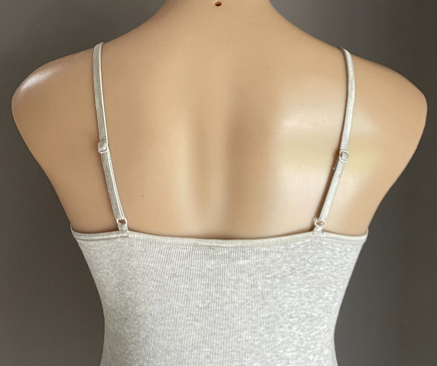 FOREVER NEW Stretch Cami Grey Marl  Top Size 10 Pearl & Crystal Trim Adjustable