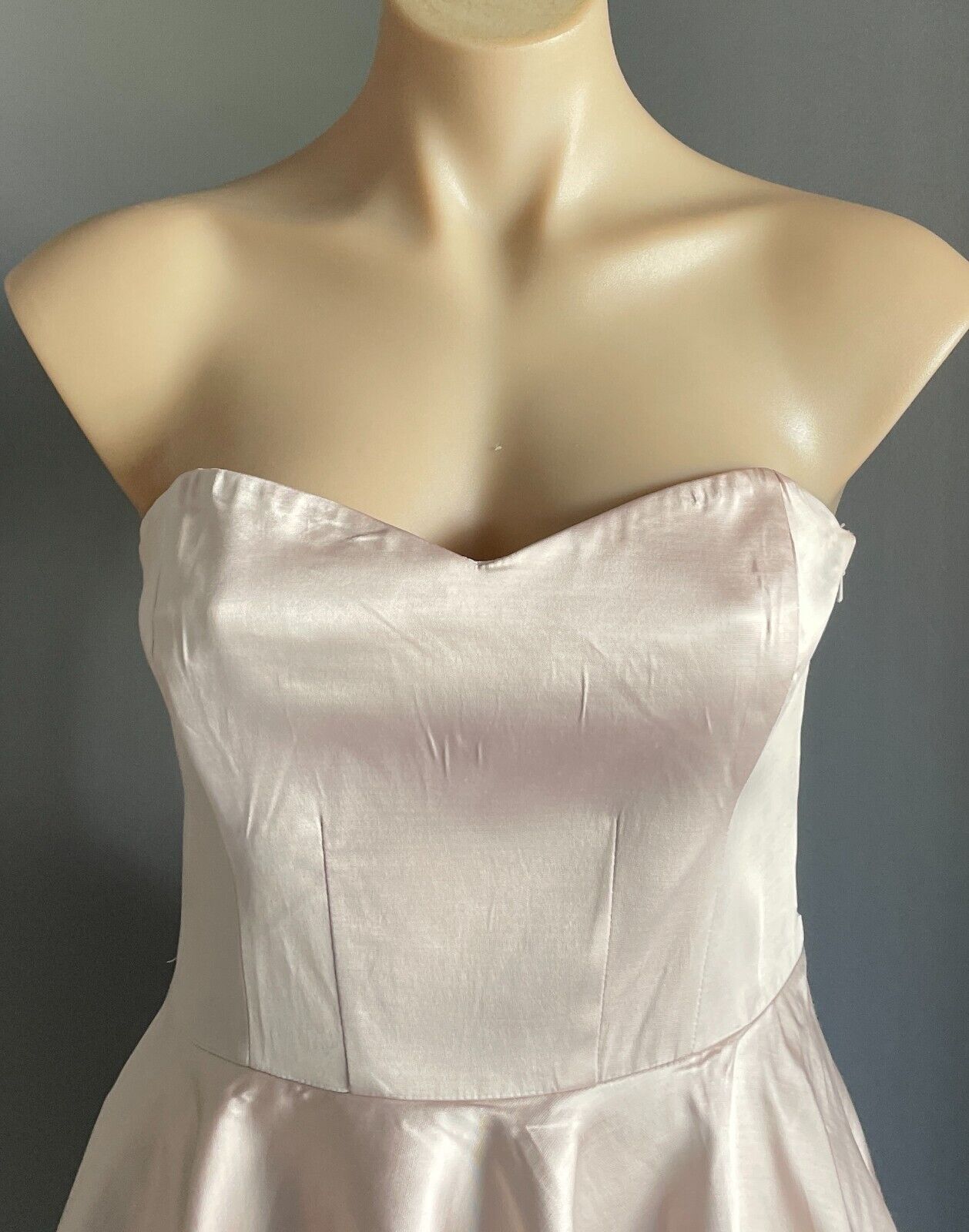 FOREVER NEW Strapless Dress Champagne & Black Bustier Size 12 Peplum Hem Satin