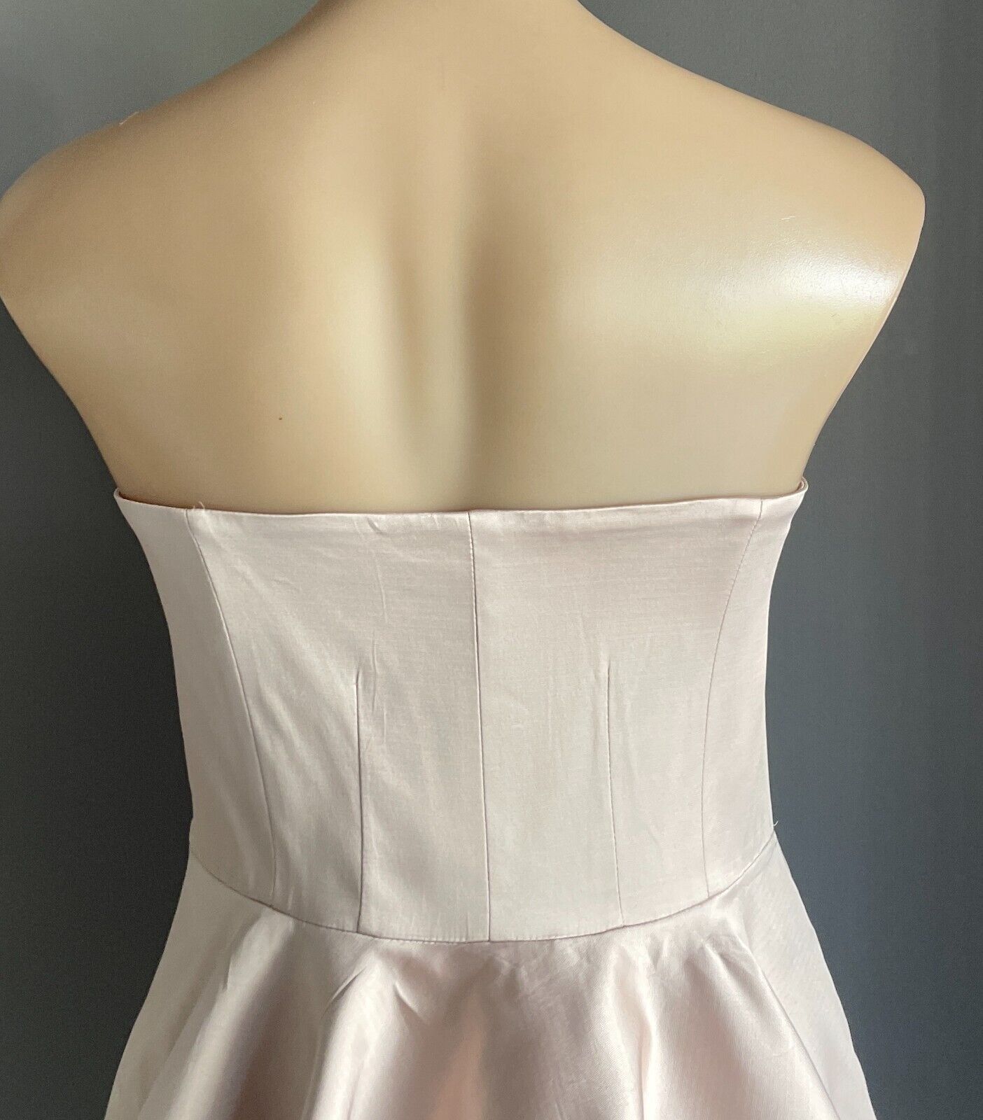 FOREVER NEW Strapless Dress Champagne & Black Bustier Size 12 Peplum Hem Satin