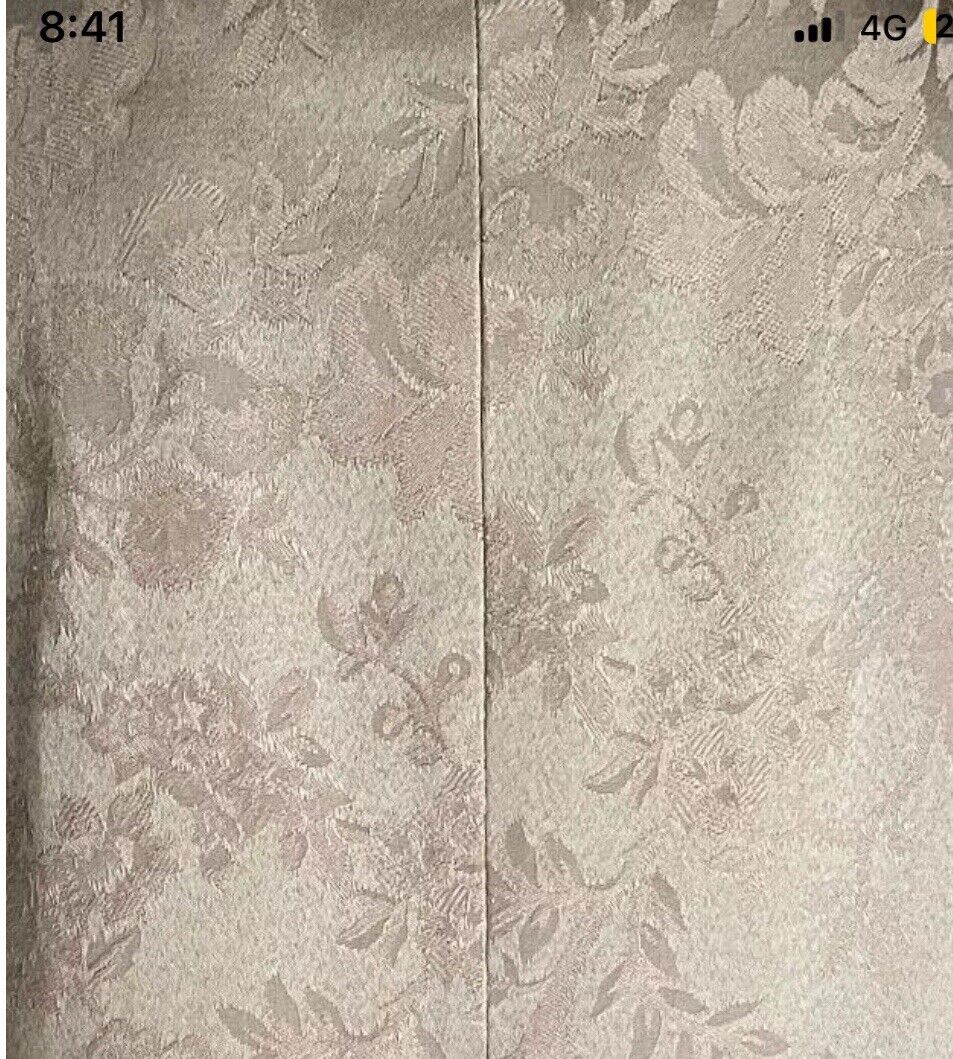 ELLEN TRACY Coat Taupe Pink Jacquard Fabric Long Jacket Single Breasted Size 16