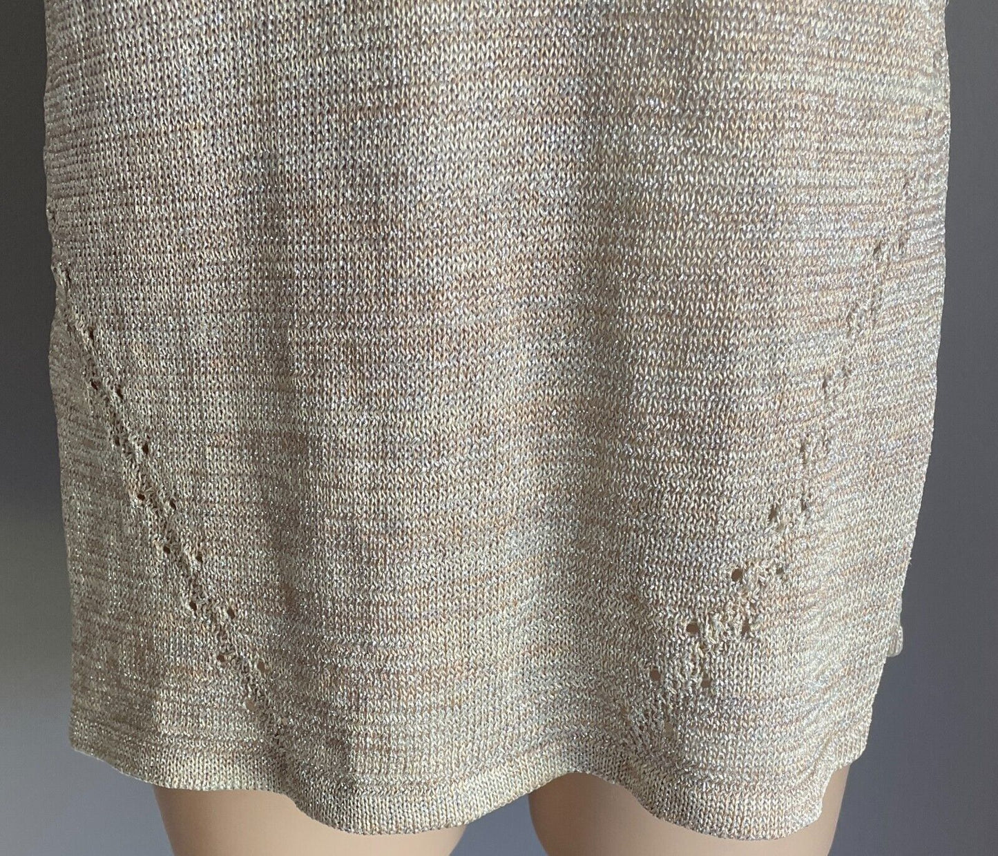 SPORTSGIRL Top Tank Gold Glitter Marl Knit Sleeveless V-Neck Size XS 10 12 NEW