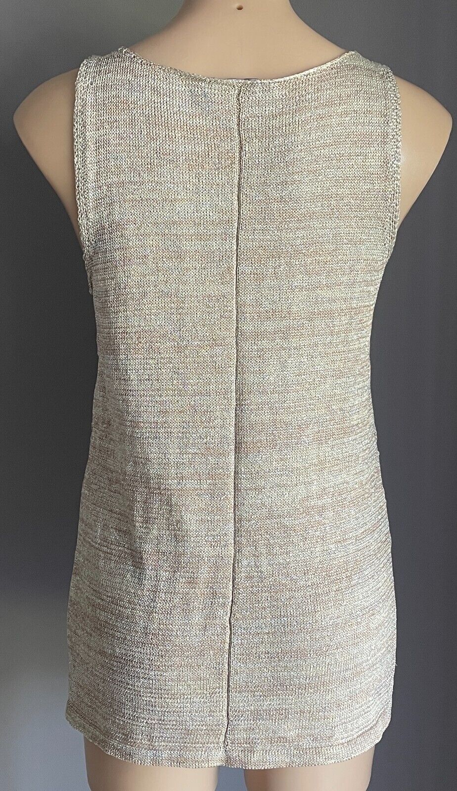 SPORTSGIRL Top Tank Gold Glitter Marl Knit Sleeveless V-Neck Size XS 10 12 NEW
