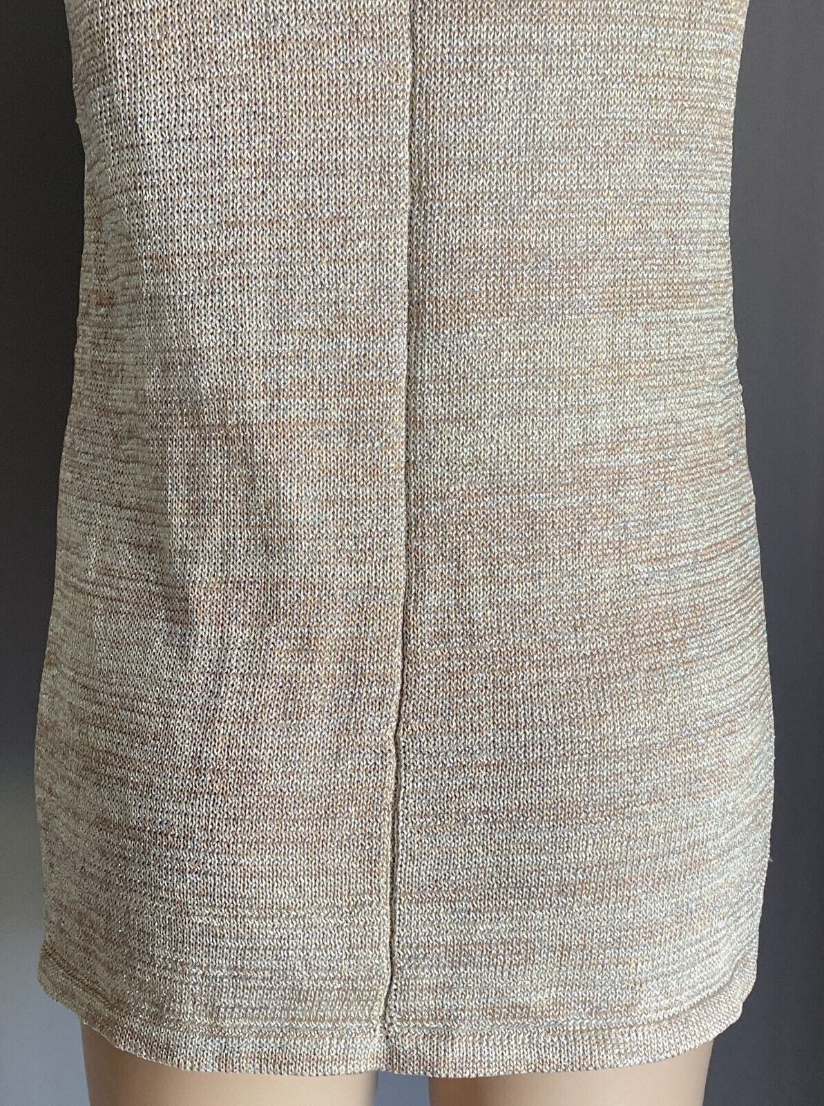 SPORTSGIRL Top Tank Gold Glitter Marl Knit Sleeveless V-Neck Size XS 10 12 NEW