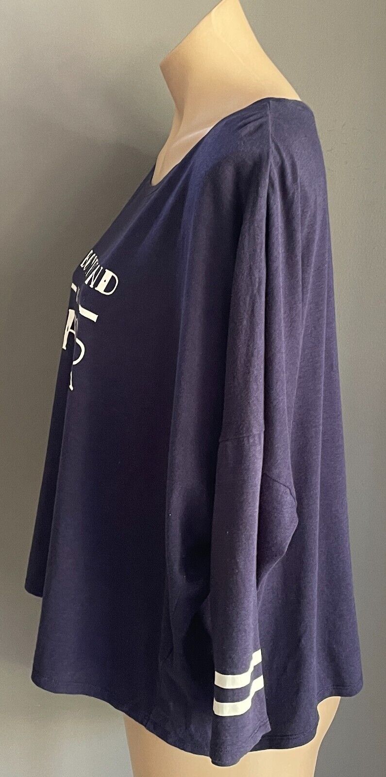 SPORTSGIRL Top My Boyfriend Is A Sailor  3/4 Sleeve Tee Size L 12 Navy White NEW