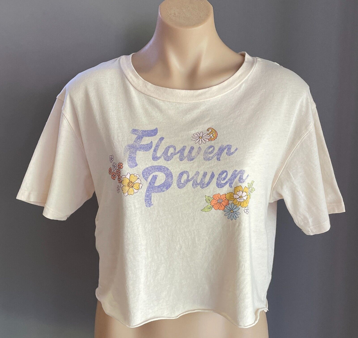 SPORTSGIRL Top Flower Power T-Shirt Floral Print Crop Short Sleeve Size XS 10 12