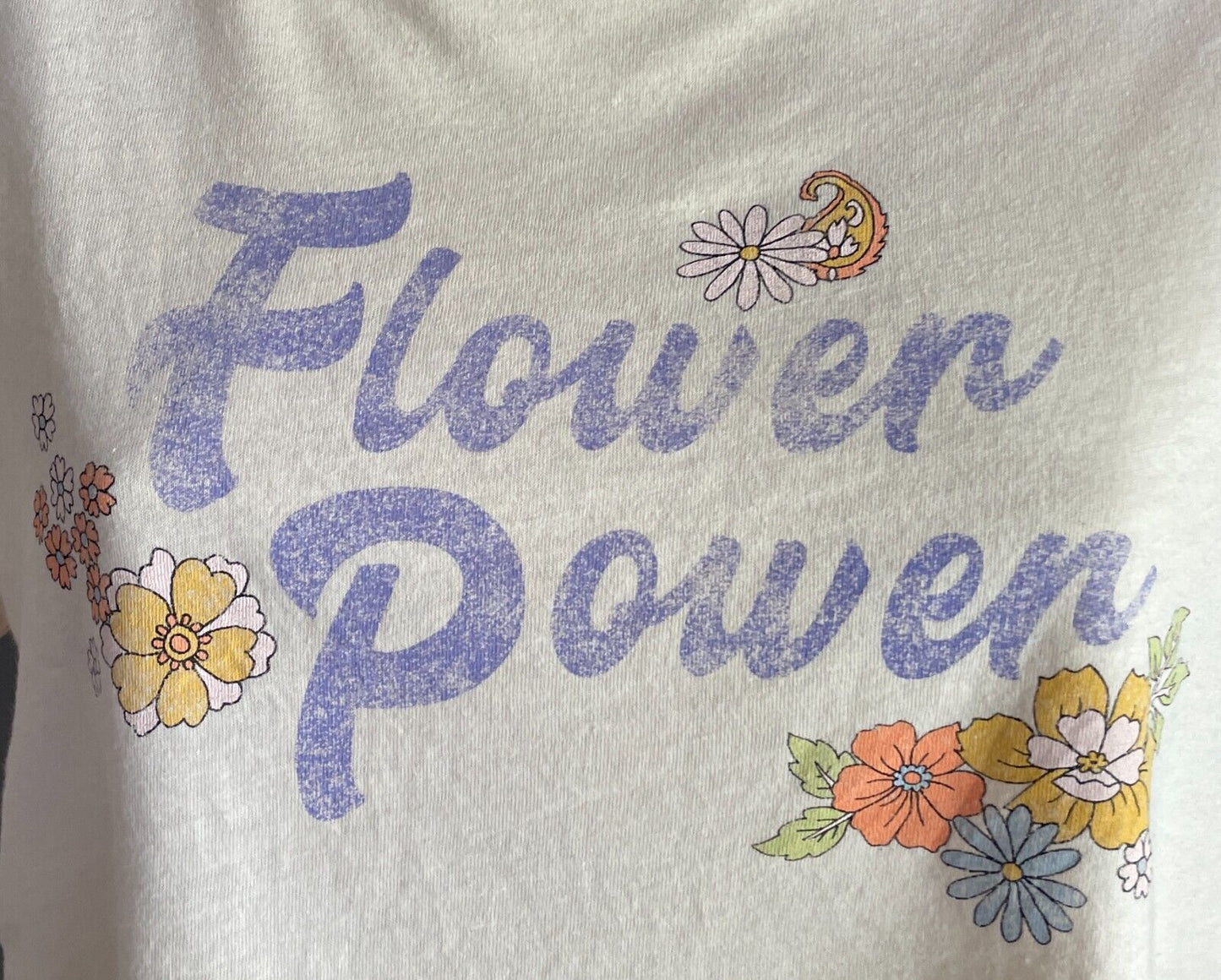 SPORTSGIRL Top Flower Power T-Shirt Floral Print Crop Short Sleeve Size XS 10 12