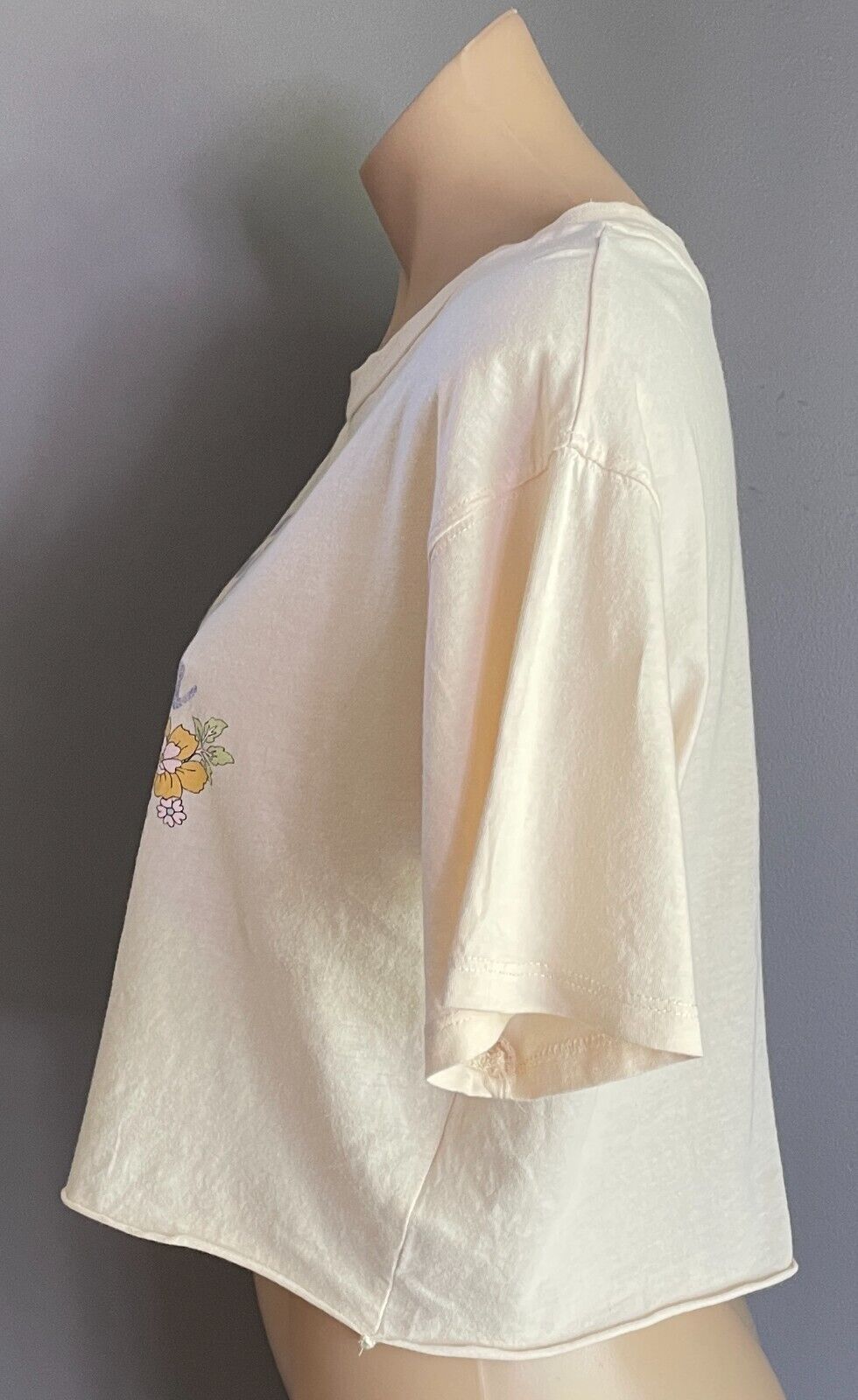 SPORTSGIRL Top Flower Power T-Shirt Floral Print Crop Short Sleeve Size XS 10 12