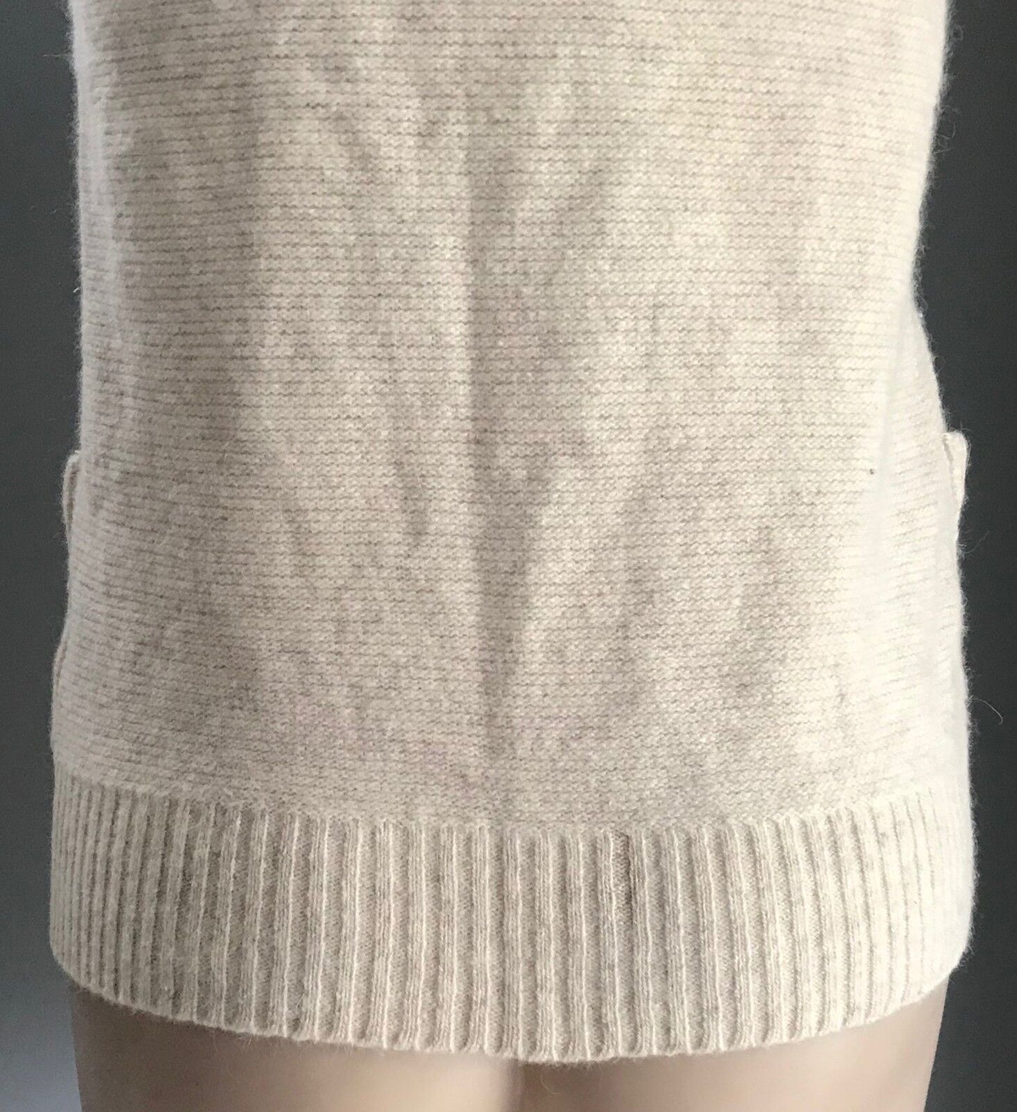 SPORTSGIRL Knit Top Large Buttons Long Vest Ivory Sleeveless High Neck XS 10 NEW