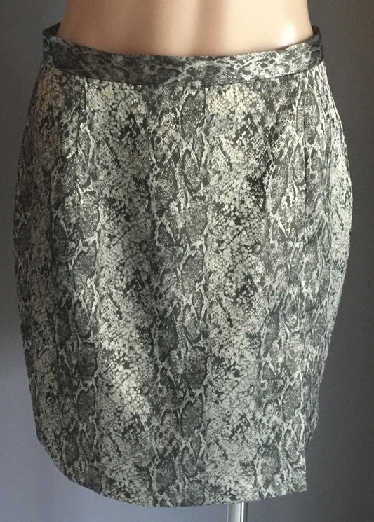 EVENTS Skirt Grey & Taupe Snake Print Straight Pencil Short Skirt Size 12 NEW
