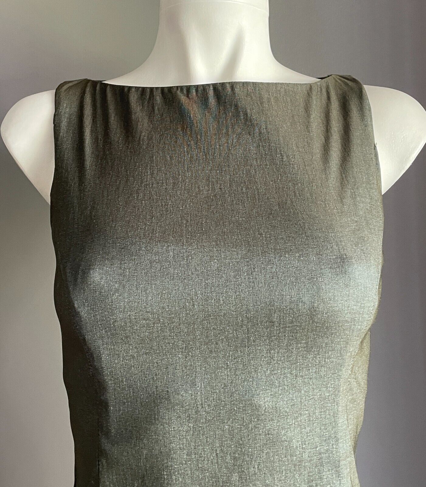 EVENTS Pencil Dress Metallic Khaki Knee Length Sleeveless Stretch Size 6 8