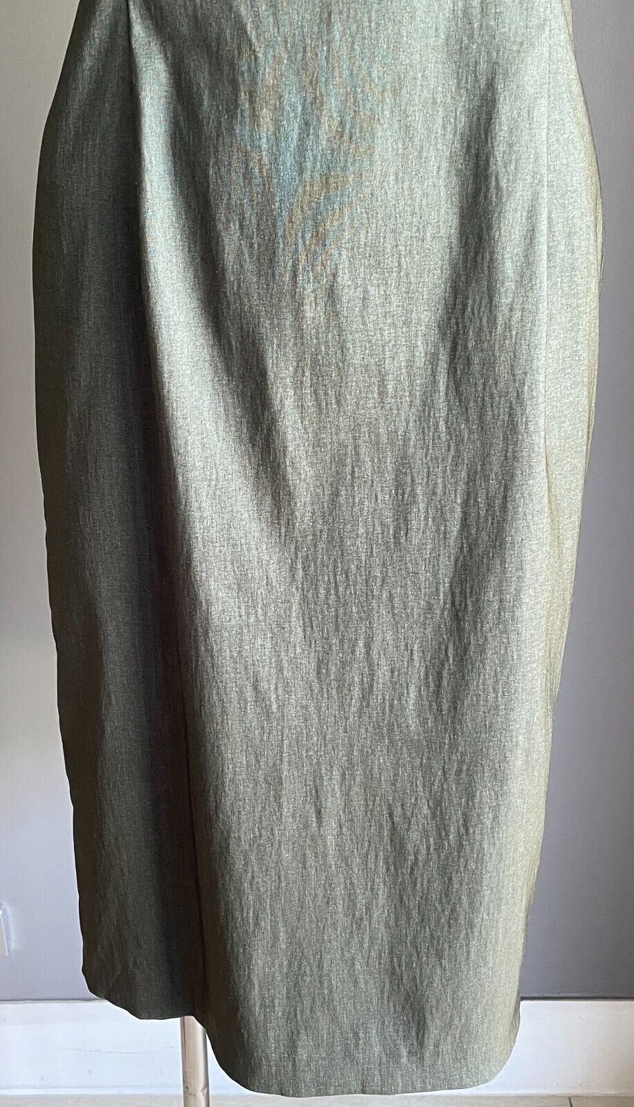 EVENTS Pencil Dress Metallic Khaki Knee Length Sleeveless Stretch Size 6 8