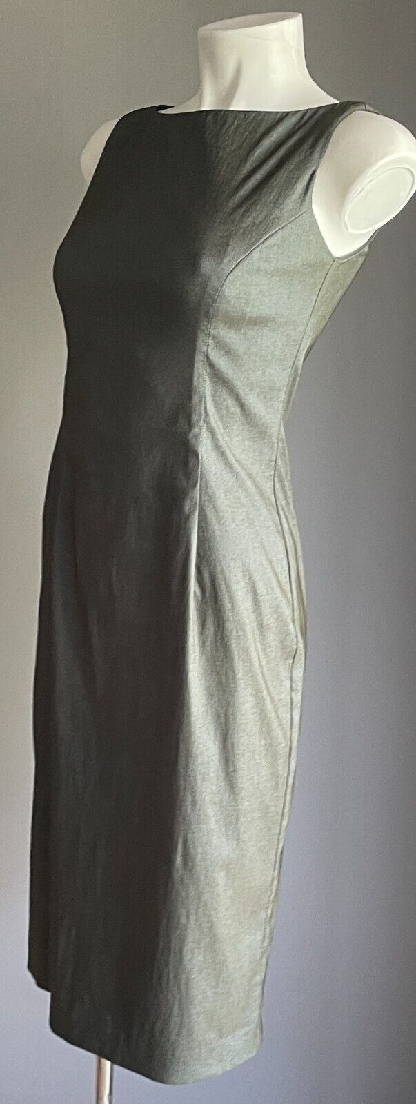 EVENTS Pencil Dress Metallic Khaki Knee Length Sleeveless Stretch Size 6 8