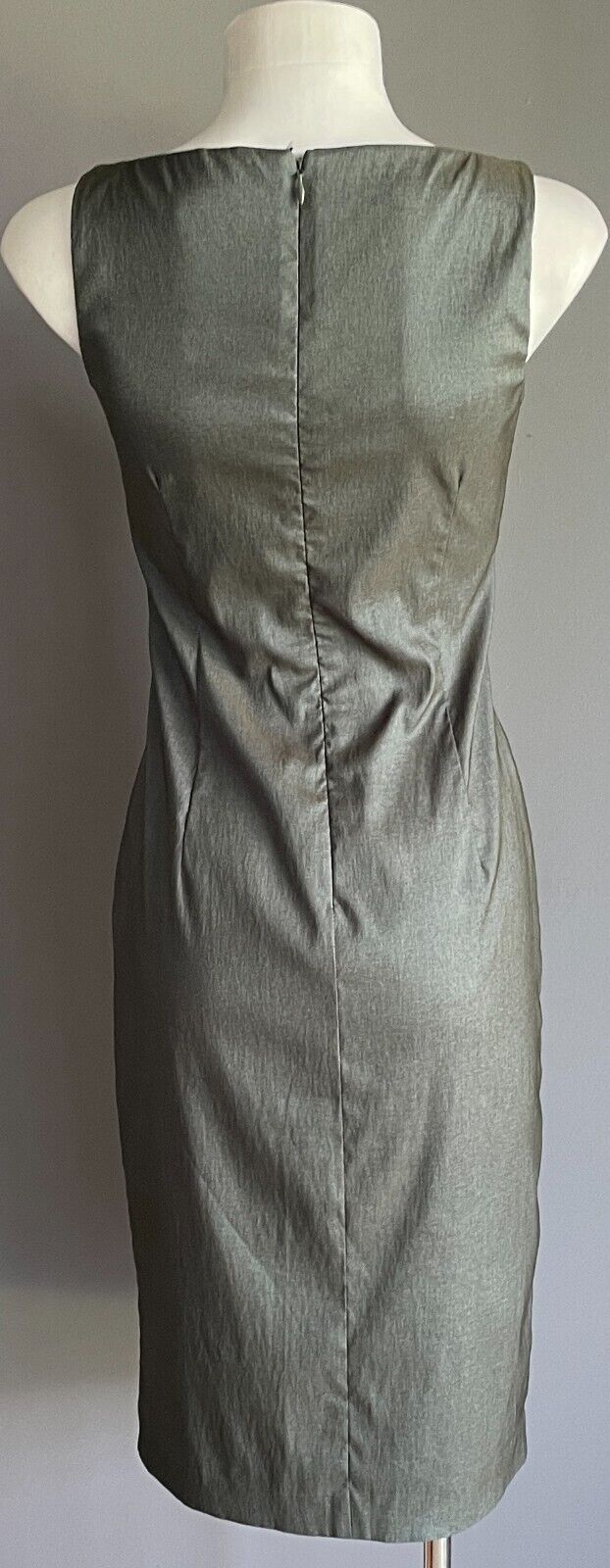 EVENTS Pencil Dress Metallic Khaki Knee Length Sleeveless Stretch Size 6 8