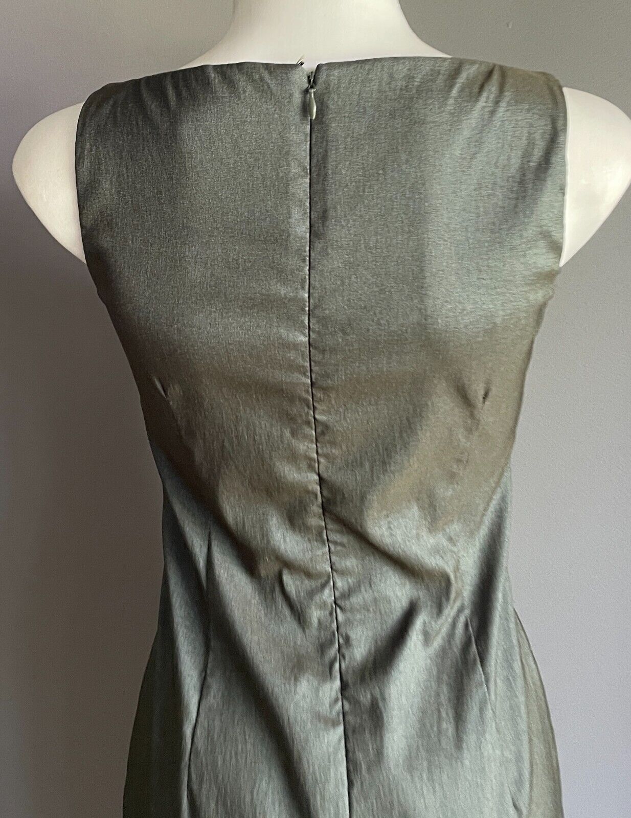 EVENTS Pencil Dress Metallic Khaki Knee Length Sleeveless Stretch Size 6 8