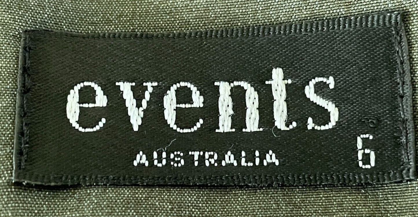 EVENTS Pencil Dress Metallic Khaki Knee Length Sleeveless Stretch Size 6 8