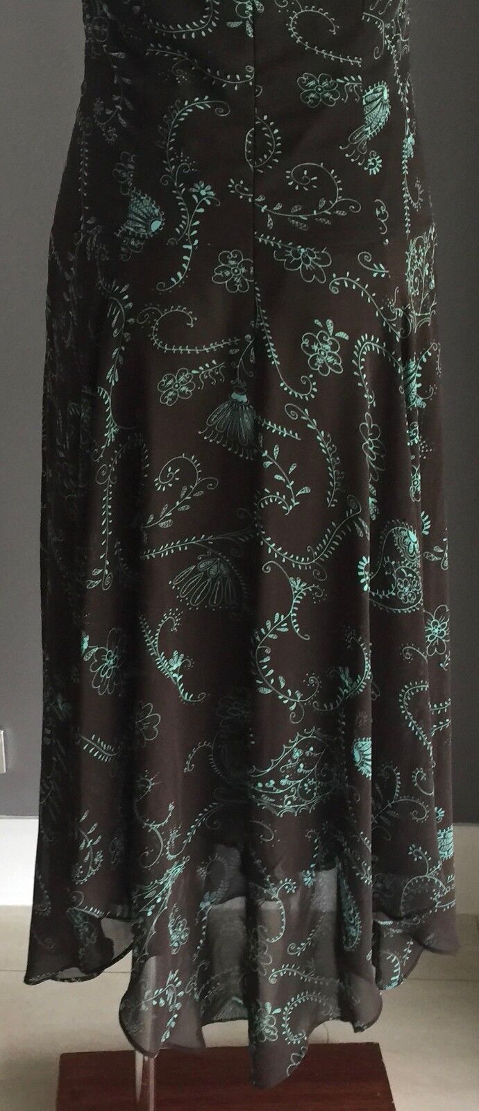 EVENTS Halter Neck Dress Size 10 Brown & Green Print Embellished Retro